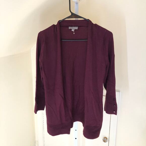 Evolution by Cyrus Women's NWOT Rayon Blend Burgundy Open Cardigan - Size XS - Picture 2 of 6